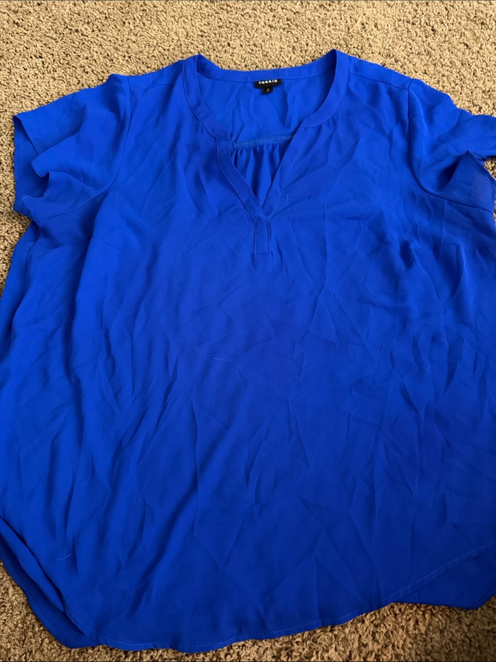 Torrid Cobalt V-Neck Short Sleeve Blouse